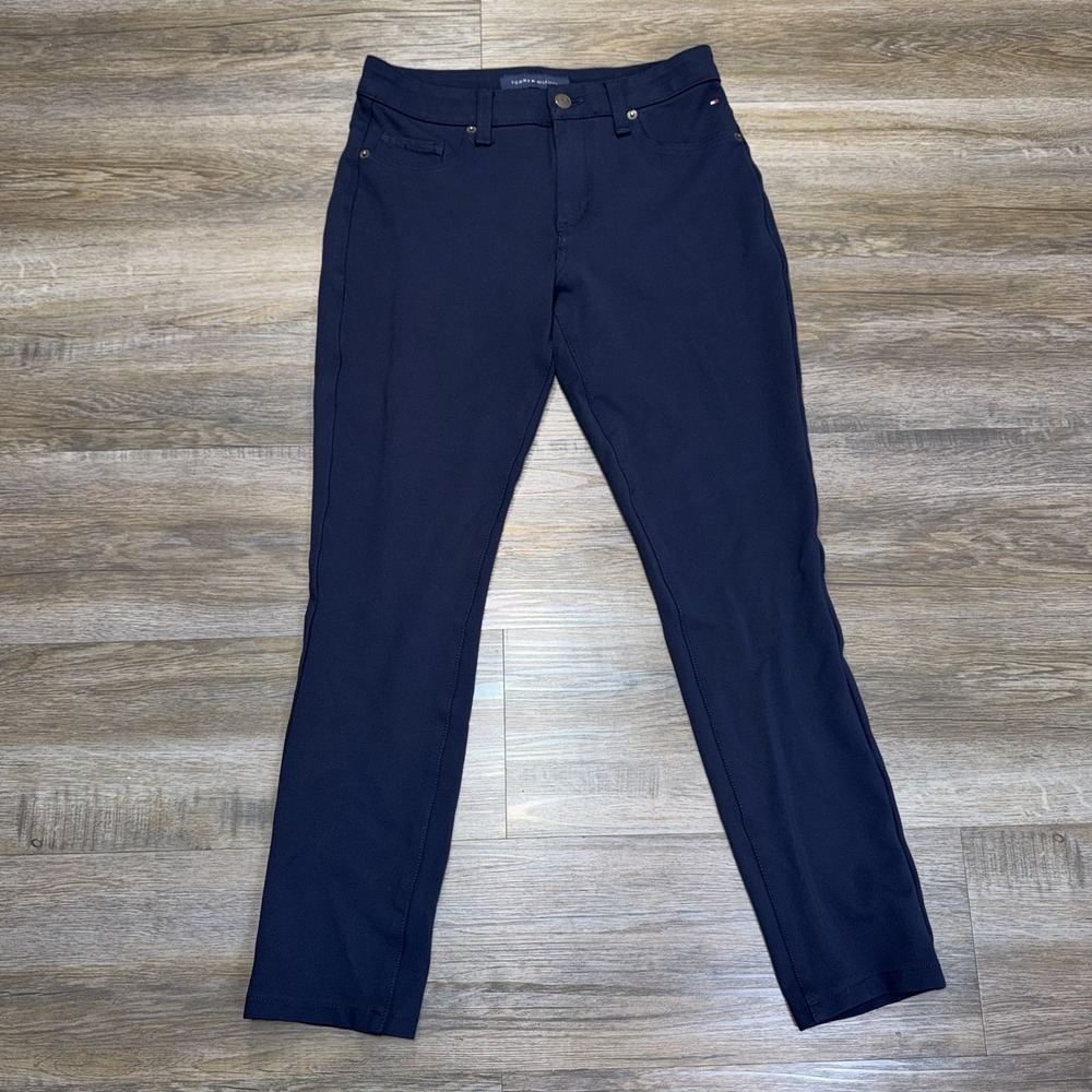 Tommy Hilfiger Stretch Trousers Pants Womens 8 Navy Blue Classic 5-Pocket Design